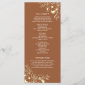 モダン ボーホー オレンジ色の結婚式のプログラム プログラム (裏面)