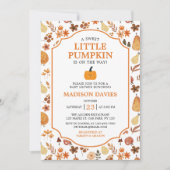 モダン ボーホー オータム/フォール パンプキン ベイビー シャワー 招待状 (正面)