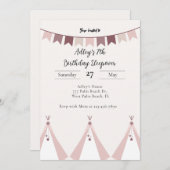 モダン ボーホー ティーピー スリープオーバー 誕生日招待状 招待状 (正面/裏面)