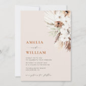 モダン ボーホー テラコッタ パンパス グラス ウェディング 招待状 (正面)