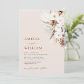 モダン ボーホー テラコッタ パンパス グラス ウェディング 招待状 (スタンド正面)