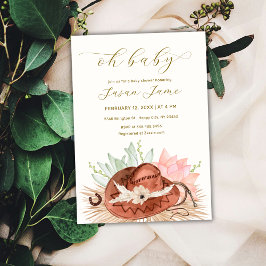 モダン ボーホー デザート サボテン カウボーイ ハット ベビー シャワー 招待状