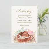 モダン ボーホー デザート サボテン カウボーイ ハット ベビー シャワー 招待状 (スタンド正面)