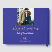 モダン ボーホー ハッピーアニバーサリー 名前を入れて 青 オレンジ ゲストブック (裏面)