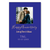 モダン ボーホー ハッピーアニバーサリー 名前を入れて 青 オレンジ テーブルナンバー (裏面)