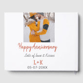 モダン ボーホー ハッピーアニバーサリー 名前 日付 オレンジ ゲストブック (裏面)