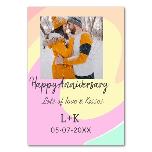 モダン ボーホー ハッピーアニバーサリー 名前 日付 オレンジ テーブルナンバー (正面)