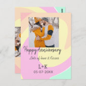 モダン ボーホー ハッピーアニバーサリー 名前 日付 オレンジ ポストカード (正面/裏面)