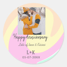 モダン ボーホー ハッピーアニバーサリー 名前 日付 オレンジ