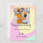 モダン ボーホー ハッピーアニバーサリー 名前 日付 オレンジ 招待状 (裏面)