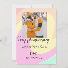 モダン ボーホー ハッピーアニバーサリー 名前 日付 オレンジ 招待状