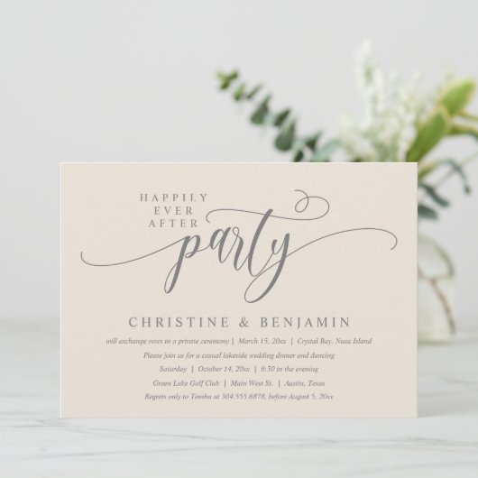 モダン ボーホー ハッピーエバーアフター レセプション パーティー 招待状 (スタンド正面)