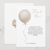 モダン ボーホー バルーン ベイビー シャワー サンクス カード (正面/裏面)