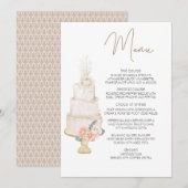 モダン ボーホー ピンク エレガント フラワー ウェディング メニュー (正面/裏面)