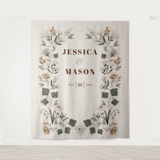 モダン ボーホー フォーク ウェディング バックドロップ デコ タペストリー (正面)