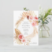 モダン ボーホー フラワーパンパス グラス ベビーシャワー 招待状 (スタンド正面)