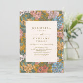 モダン ボーホー フラワームスタードイエローウェディング 招待状 (スタンド正面)