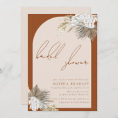 モダン ボーホー フラワー パンパス グラス ブライダル シャワー 招待状 (正面/裏面)