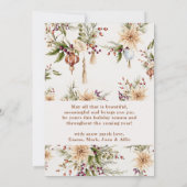 モダン ボーホー フローラル アーチ メリークリスマス 1枚の写真 招待状 (裏面)