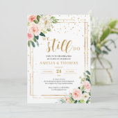 モダン ボーホー フローラル ゴールド ジオメトリック ウェディングステイタス 招待状 (スタンド正面)