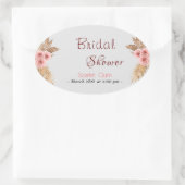 モダン ボーホー ブラッシュ ピンク ローズ バンチ ブライダル シャワー #2 楕円形シール (バッグ)