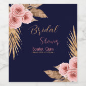 モダン ボーホー ブラッシュ ピンク ローズ バンチ ブライダル シャワー #3 ワインラベル (シングルラベル)