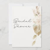 モダン ボーホー ベージュ グリーン フラワー ブライダル シャワー 招待状 (裏面)