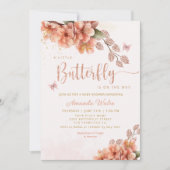 モダン ボーホー リトル バタフライ ガール ベイビー シャワー 招待状 (正面)