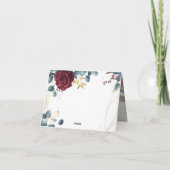 モダン ボーホー レッド ローズ スプリング サマー ウェディング サンキューカード (裏面)
