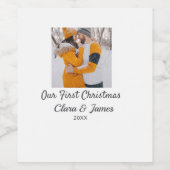 モダン ボーホー 初クリスマス フォト カップル名 ワインラベル (シングルラベル)