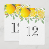 モダン ボーホー 水彩 レモン 結婚式 テーブル ナンバー 招待状 (正面/裏面)