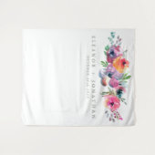 モダン ボーホー 水彩 花 フォトブース 背景 タペストリー (正面(横))