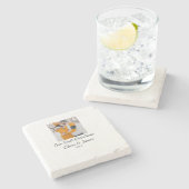 モダン ボーホー 私たちの初めてのクリスマス フォト カップル名 ストーンコースター (横)