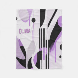 モダン ボーホ アブストラクト パープル フリースブランケット
