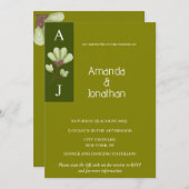 モダン ボーホ オリーブグリーン 結婚式招待状 招待状 (正面/裏面)