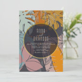 モダン ボーホ オレンジとブラックの結婚式 招待状 (スタンド正面)
