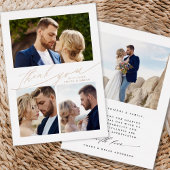 モダン ボーホ カリグラフィー 4 枚の写真 ウェディング サンクスカード 箔招待状