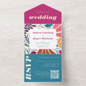 モダン ボーホ クラシック レトロ カラフル ウェディング オールインワン招待状 (内側)