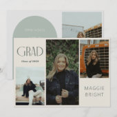 モダン ボーホ グラデュエート マルチ フォト オープン ハウス 招待状 (正面/裏面)