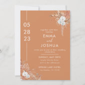 モダン ボーホ テラコッタ ウェディング 招待状 (正面)