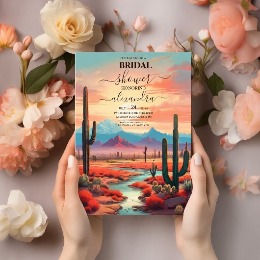モダン ボーホ デザート マウンテン ブライダルシャワー 招待状