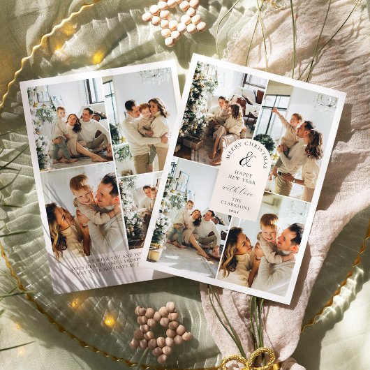 モダン ボーホ 8 フォト クリスマス ニューイヤー 招待状