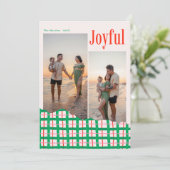 モダン ボールド ジョイフル ファミリー フォト プラッド シーズンカード (スタンド正面)