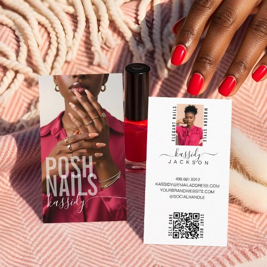 モダン ボールド タイポグラフィ スクリプト カリグラフィー QR フォト 名刺