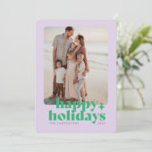 モダン ボールド フォト ラベンダー パープル グラフィック シーズンカード (スタンド正面)