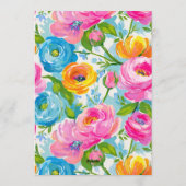 モダン ボールド ブライト ヴィブラント カラフル フローラル ウェディング 招待状 (裏面)