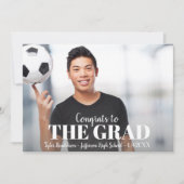 モダン ボールド ブルー ストライプ 卒業写真パーティ 招待状 (正面)