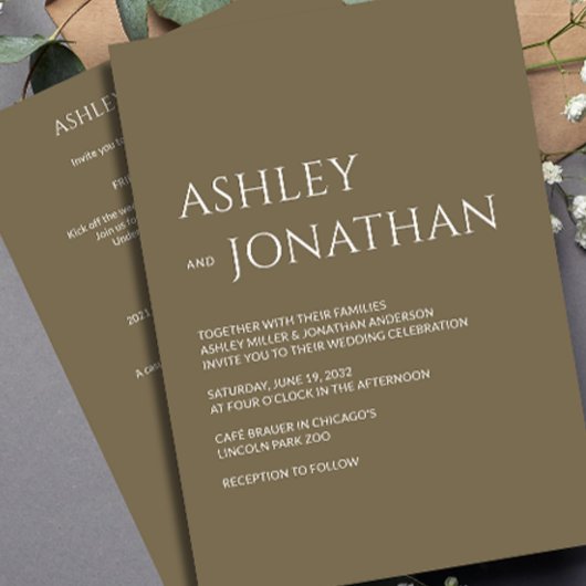 モダン ボールド & ミニマリスト ウェディング オールインワン 招待状