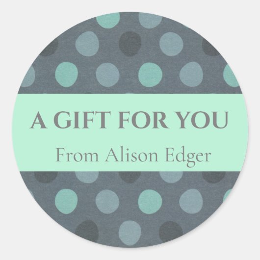 モダン ポップ ターコイズ 水玉 カスタマイズ ラベル (正面)