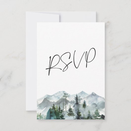 モダン マウンテン ウィルダネス ウェディング RSVP 招待状 (裏面)